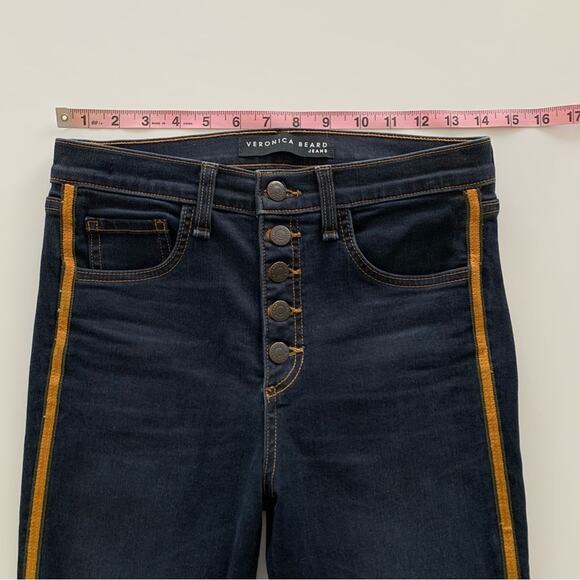 Veronica Beard Debbie Dark Slate Blue Side Stripe Mid Rise Skinny Leg Jeans 26 - Picture 6 of 9
